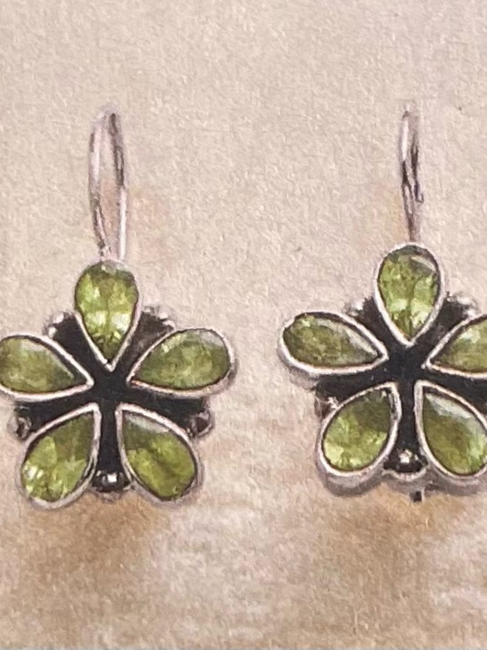 New! Peridot Flower Petal Earrings
